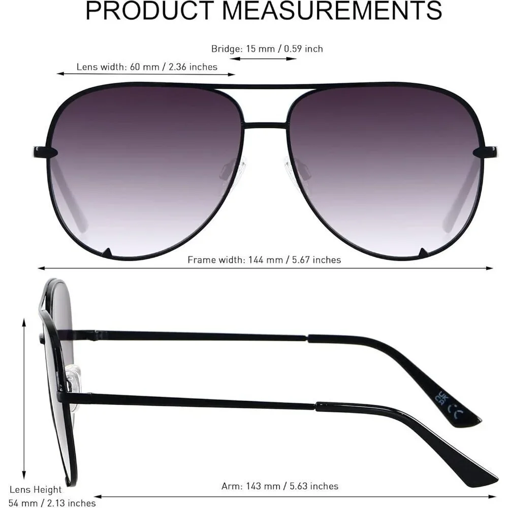Oversized Aviator Sunglasses UV Protection Big Women Men Fashion Sun Glasses